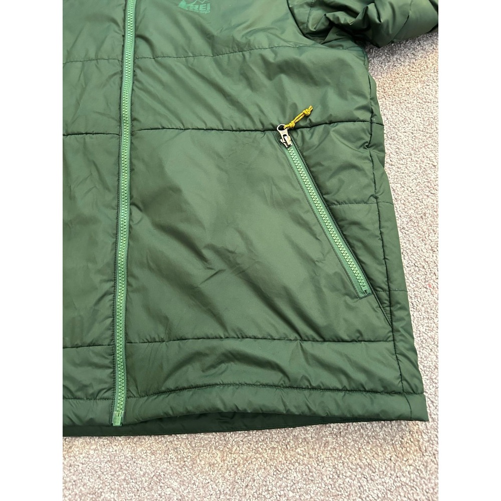 REI Co-op Hooded Puffer Jacket Mens‎ Medium Green Excellent Insulated Hiking - Picture 6 of 15